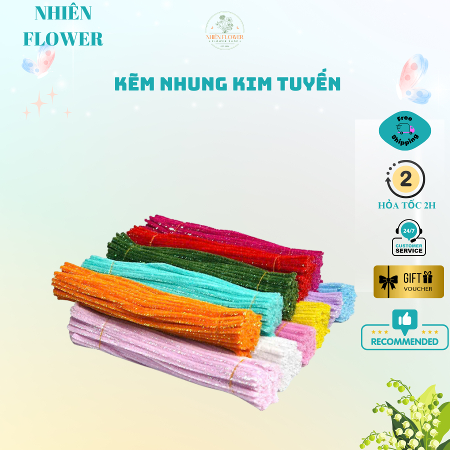 Kẽm Nhung Kim Tuyến, Kẽm Xà Cừ Nhiều Màu Sắc Dùng Làm Hoa Kẽm Nhung, Đồ Handmade, Decor
