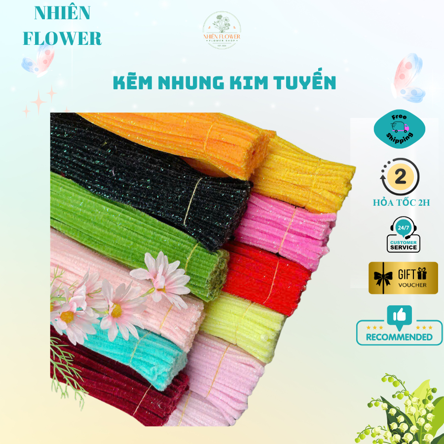 Kẽm Nhung Kim Tuyến, Kẽm Xà Cừ Nhiều Màu Sắc Dùng Làm Hoa Kẽm Nhung, Đồ Handmade, Decor