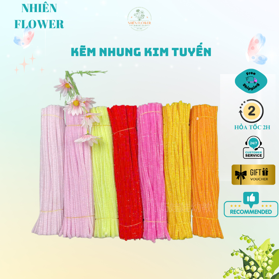 Kẽm Nhung Kim Tuyến, Kẽm Xà Cừ Nhiều Màu Sắc Dùng Làm Hoa Kẽm Nhung, Đồ Handmade, Decor