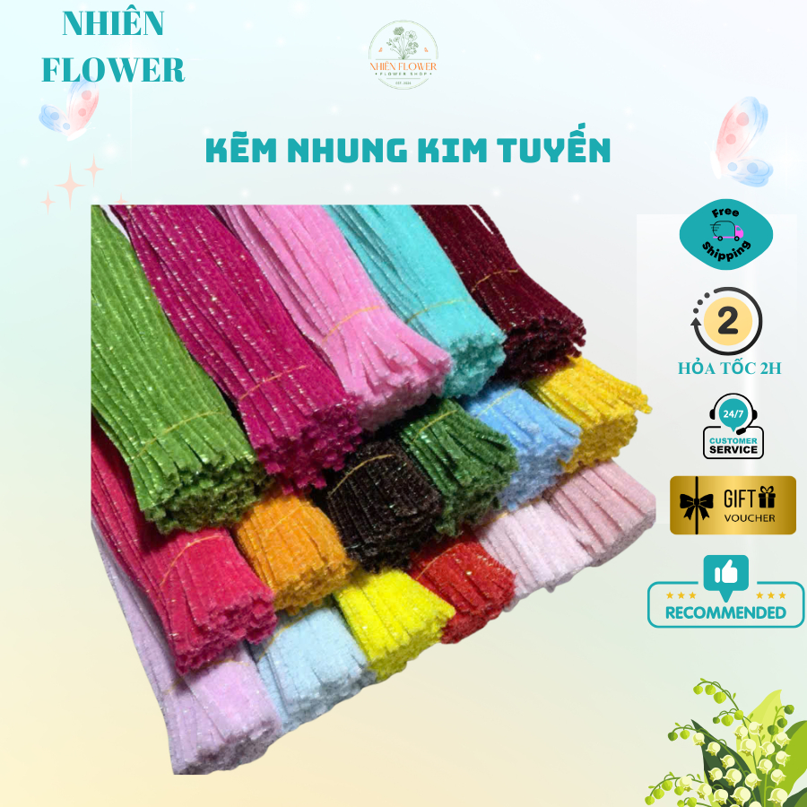 Kẽm Nhung Kim Tuyến, Kẽm Xà Cừ Nhiều Màu Sắc Dùng Làm Hoa Kẽm Nhung, Đồ Handmade, Decor