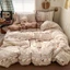 Bộ 4 món vỏ chăn ga và 2 vỏ gối đầu cotton lumicot vải mềm dày tay thoáng khí