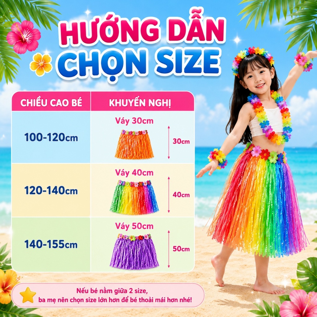 Váy Hawaii Cho Bé Gái - Thời Trang Tái Chế cho bé -Trang Phục Biểu Diễn Hawaii - Váy Tua Rua Múa Hè - Đồ Văn Nghệ Trẻ Em