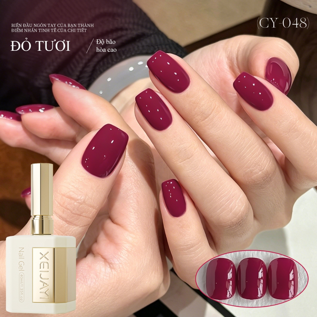 XEIJAYI 40ml-Sơn móng tay dạng gel màu tím mận pha đỏ, thích hợp cho các tiệm nail và các dự án DIY.