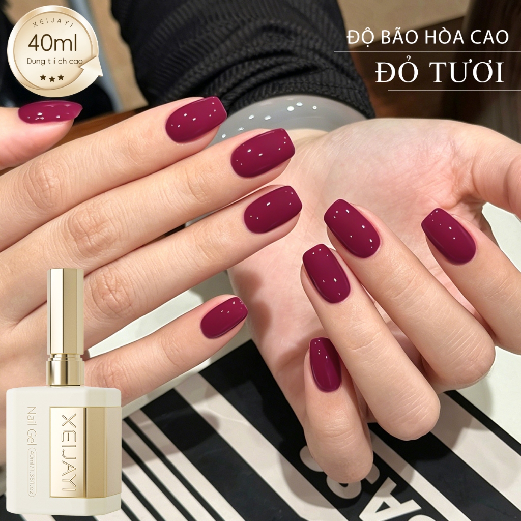XEIJAYI 40ml-Sơn móng tay dạng gel màu tím mận pha đỏ, thích hợp cho các tiệm nail và các dự án DIY.