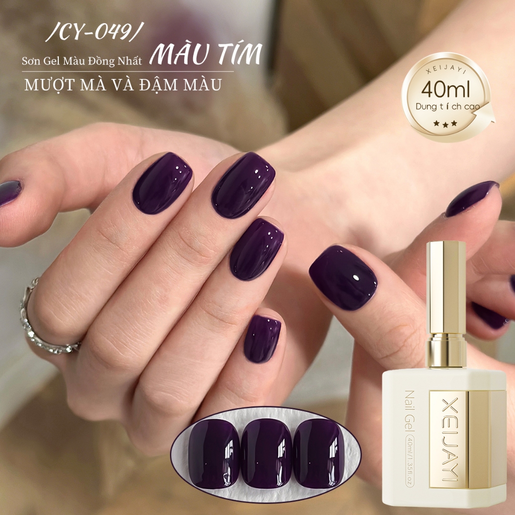 XEIJAYI 40ml -Sơn móng tay dạng gel màu tím nho đậm, thời trang và bền màu, phù hợp với mọi tông da.