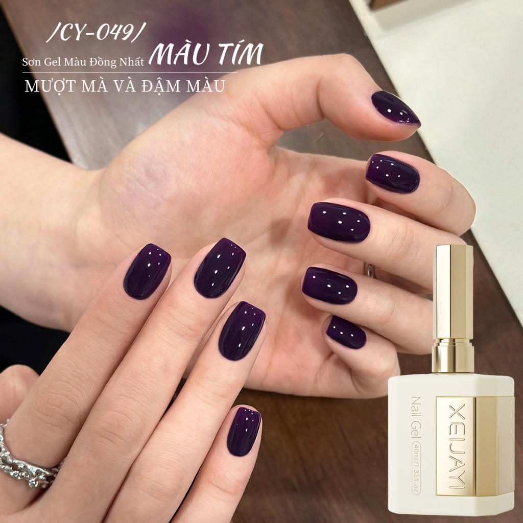 XEIJAYI 40ml -Sơn móng tay dạng gel màu tím nho đậm, thời trang và bền màu, phù hợp với mọi tông da.