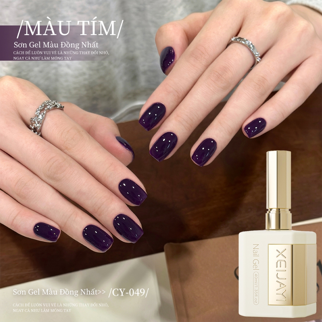 XEIJAYI 40ml -Sơn móng tay dạng gel màu tím nho đậm, thời trang và bền màu, phù hợp với mọi tông da.