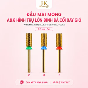 Đầu mài móng A&K hình trụ lớn đính đá cối xay gió - màu vàng