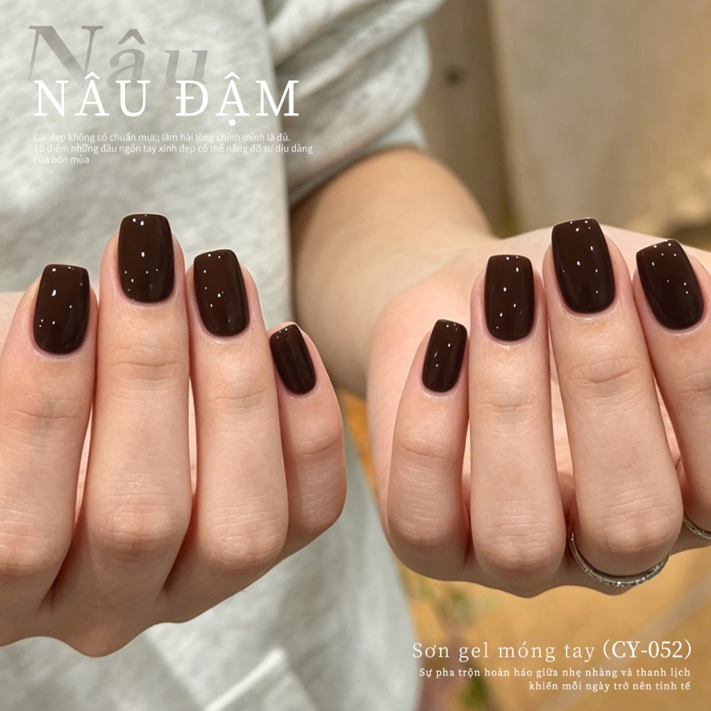 XEIJAYI 40ml - Sơn móng tay dạng gel màu nâu sô cô la đậm. Dung tích lớn, màu sắc bền lâu, phù hợp sử dụng hàng ngày.