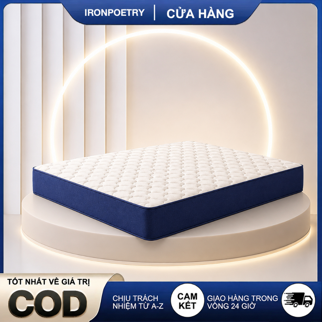 Nệm Hybrid Foam Cao Cấp 20cm Không Lún Chống Đau Lưng Thoáng Khí Cho Giường Ngủ Gia Đình
