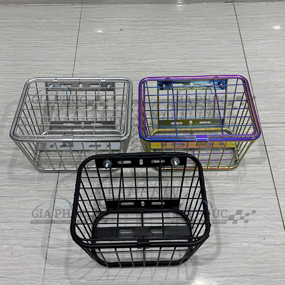 Giỏ Xe Máy Inox Đa Năng Có Nắp Rổ Đựng Đồ Phía Trước Xe Máy Cỡ Trung Bền Đẹp