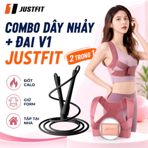 COMBO Dây nhảy không dây đếm số giảm cân và đai chống gù lưng JUSTFIT bảo vệ vòng 1, định hình khi tập yoga, gym