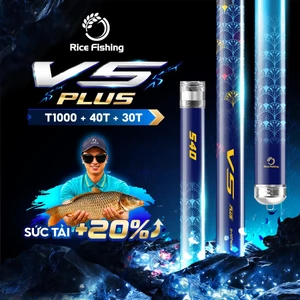 Cần câu đài V5 PLUS Rice Fishing carbon T1000 + 40T & 30T siêu nhẹ phiên bản 2026 CC-51
