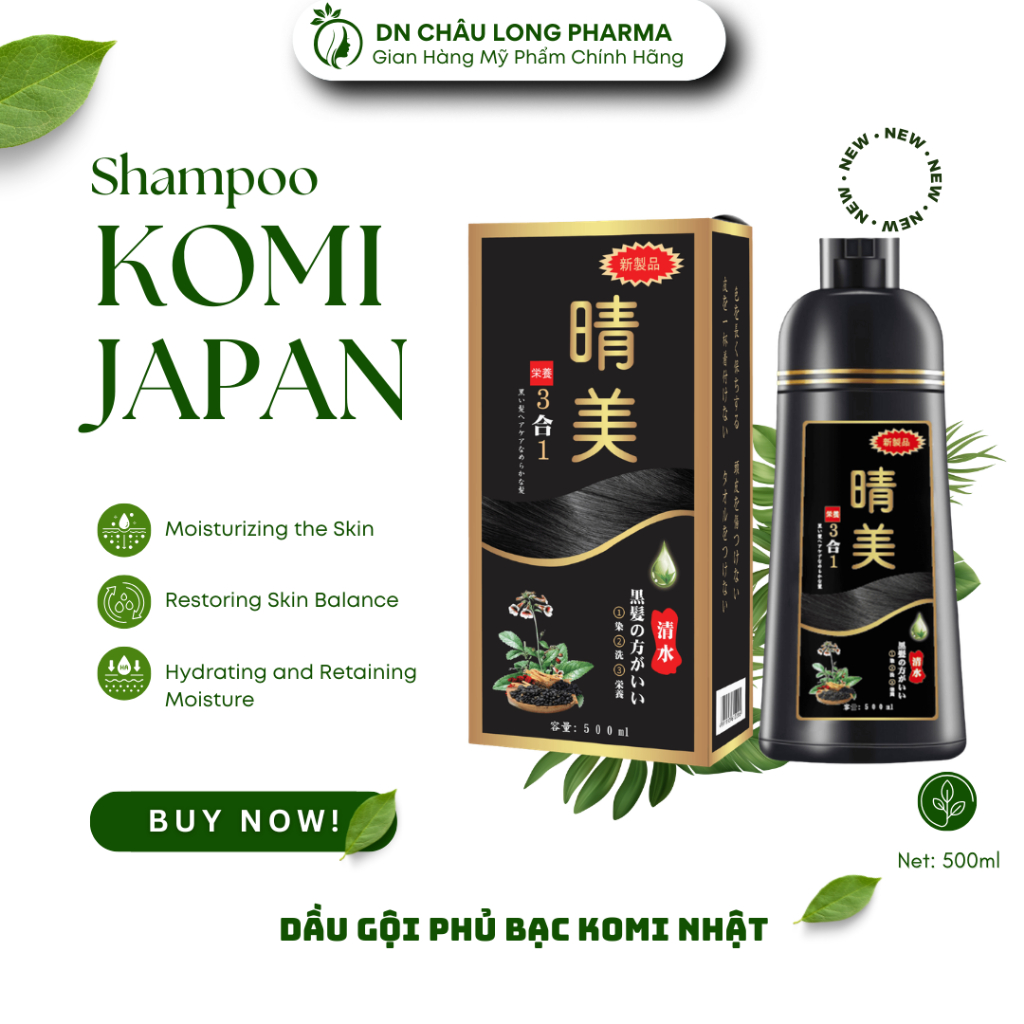 Dầu Gội Tinh Chất Nhân Sâm Thủ Ô Phủ Đen Tóc Bạc Komi Nhật Bản