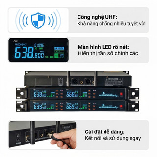 Micro Không Dây UHF JBprosound M-900, Âm Thanh Trung Thực, Tiếng Sáng, Chống Hú Tốt, Hút Giọng, Phù Hợp Karaoke Gia Đình