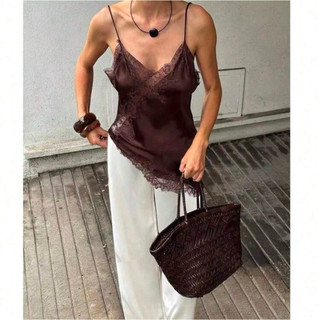 [ORDER 8 - 10 NGÀY] Áo 2 dây satin phối viền ren (lùi 1 size nhen)