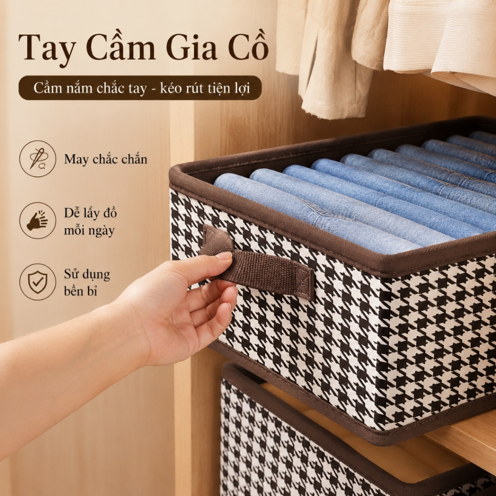 Set 2 Túi Đựng Đồ Cao Cấp Có Tay Cầm, TIDY SHOP, Hộp Đựng Quần Áo Gọn Gàng Cho Tủ Đồ, Phòng Ngủ