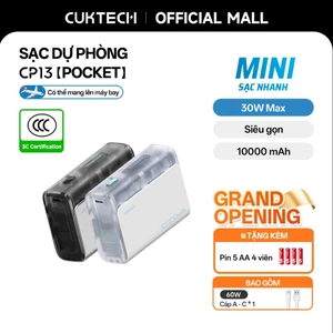 【Được chứng nhận CCC】CUKTECH Pin Dự Phòng Mini 10000mAh Sạc Nhanh 30W – Hỗ Trợ iP 16/15/14