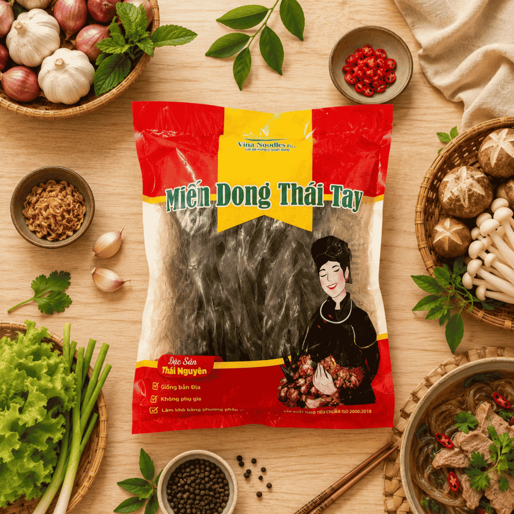 Mỳ Gạo Bao Thai Định Hóa - Sợi Miến Dong Thái Tay -  Dai ngon, Không Phụ Gia, Không Chất Bảo Quản