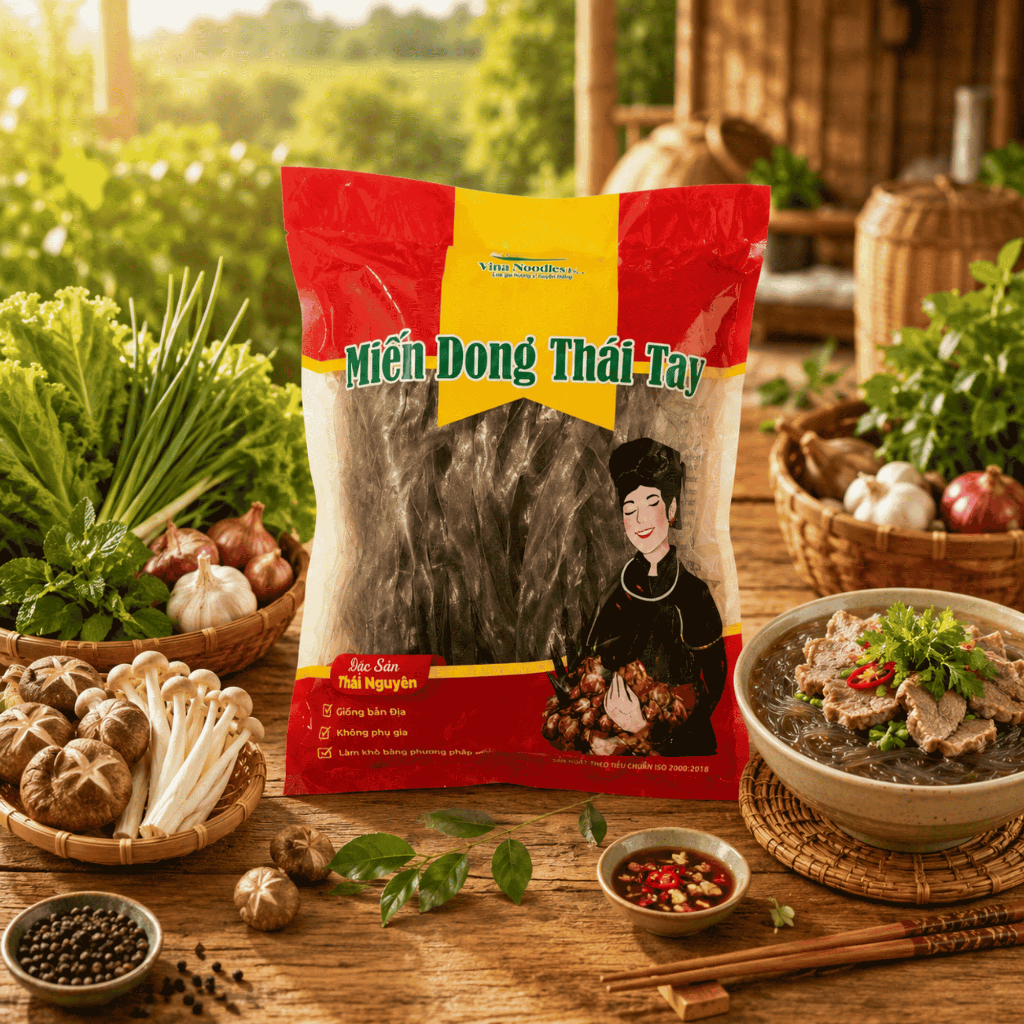 Mỳ Gạo Bao Thai Định Hóa - Sợi Miến Dong Thái Tay -  Dai ngon, Không Phụ Gia, Không Chất Bảo Quản