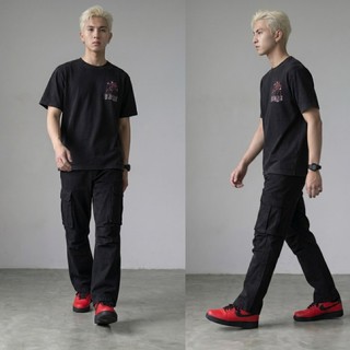 Quần Jeans Cargo Nam Form Suông Ống Rộng Wash Vintage Túi Hộp Streetwear Unisex