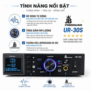 Micro Không Dây JBprosound UR-30S - Chống Hú Tốt, Bắt Sóng Xa 100M, Chuyên Dùng Cho Karaoke Gia Đình Hội Nghị Sân Khấu