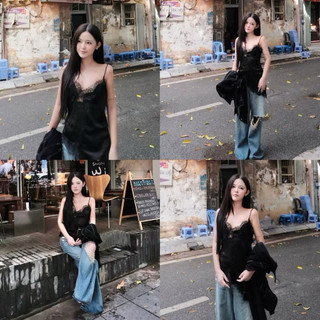 [ORDER 8 - 10 NGÀY] Áo 2 dây satin phối viền ren (lùi 1 size nhen)