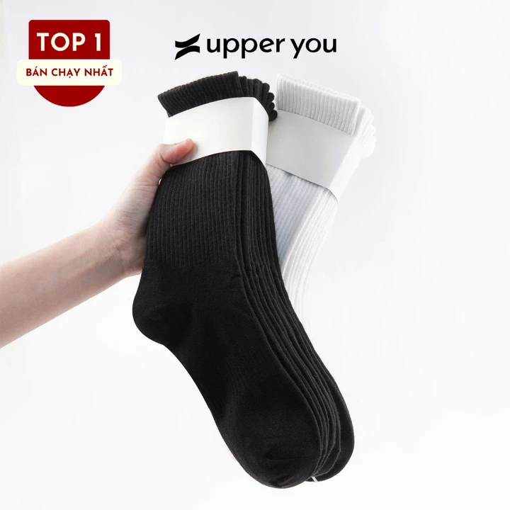 [SHOPEE VIP] [Combo 10] Tất Vớ Nam Nữ Cổ Cao Trơn UPPERYOU Êm Ái Dày Dặn Thoáng Khí - VSF4001/VSF3001