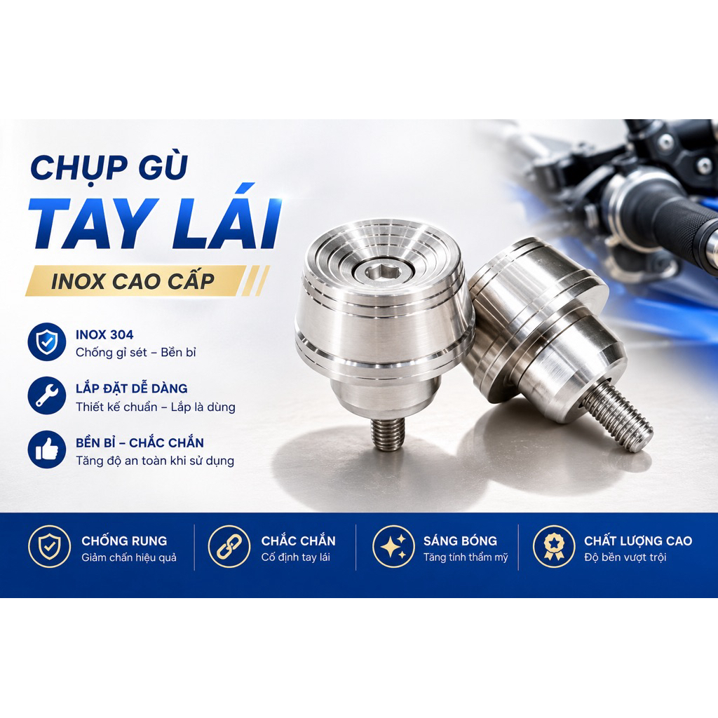 Gù tay lái salaya inox 304 gắn được các dòng xe [ Bảo hành trọn đời ]
