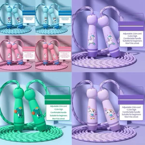 Dây nhảy thể dục cho bé, Dây nhảy cán gỗ thể dục giảm cân, nhiều màu hoạt hình cho bé