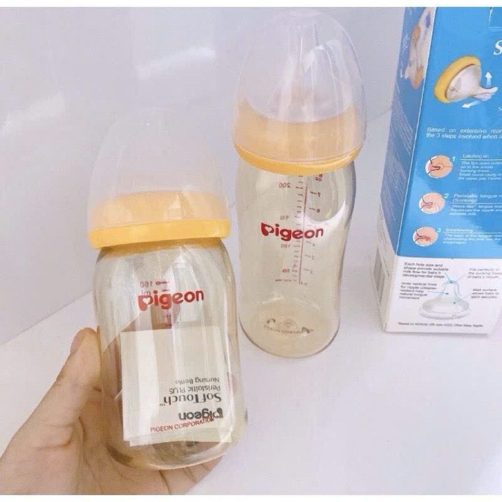 Bình Sữa Pigeon Soffouch (PHIÊN BẢN MỚI)Cổ Rộng Dung Tích 160ml /240ml Chất liệu PPSU 2025 chính hãng
