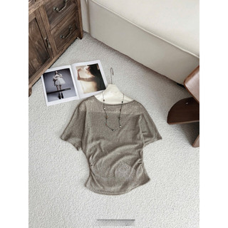 Áo Lưới Nhún Lệch Vai Kèm Dây Cổ