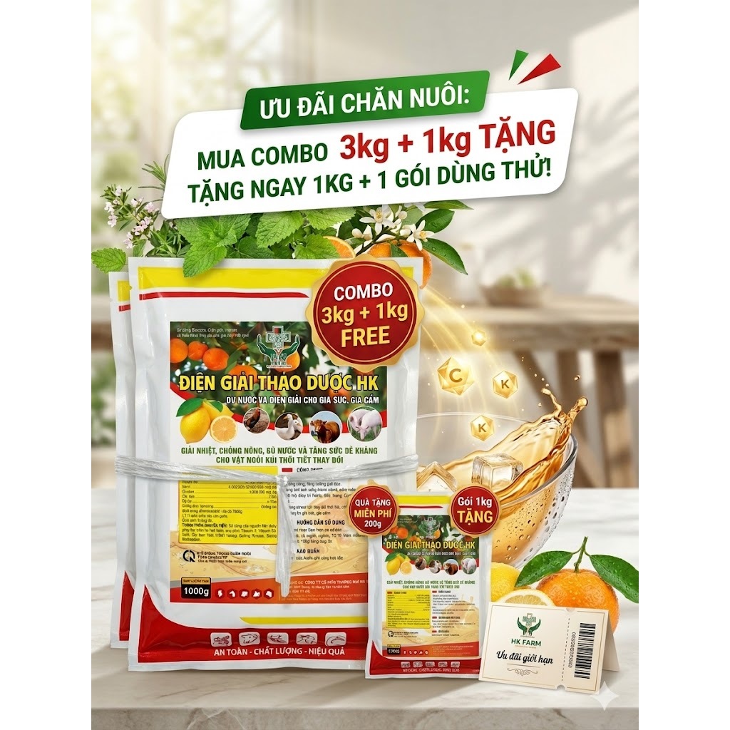 ĐIỆN GIẢI VITAMIN THẢO DƯỢC HK - Bù nước, bù khoáng, bổ sung vitamin, chất điện giải