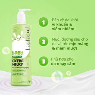 Sữa tắm gội cho bé Lactacyd Milky Baby Sanofi bảo vệ và nuôi dưỡng da