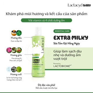 Sữa tắm gội cho bé Lactacyd Milky Baby Sanofi bảo vệ và nuôi dưỡng da