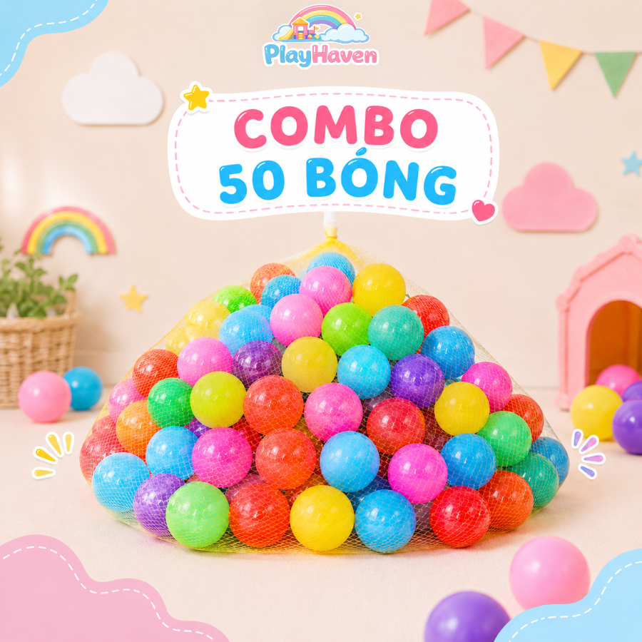 Combo 30/50/100 Bóng Nhựa Mềm Cho Bé - Bóng Nhiều Màu An Toàn Vui Chơi Tại Nhà