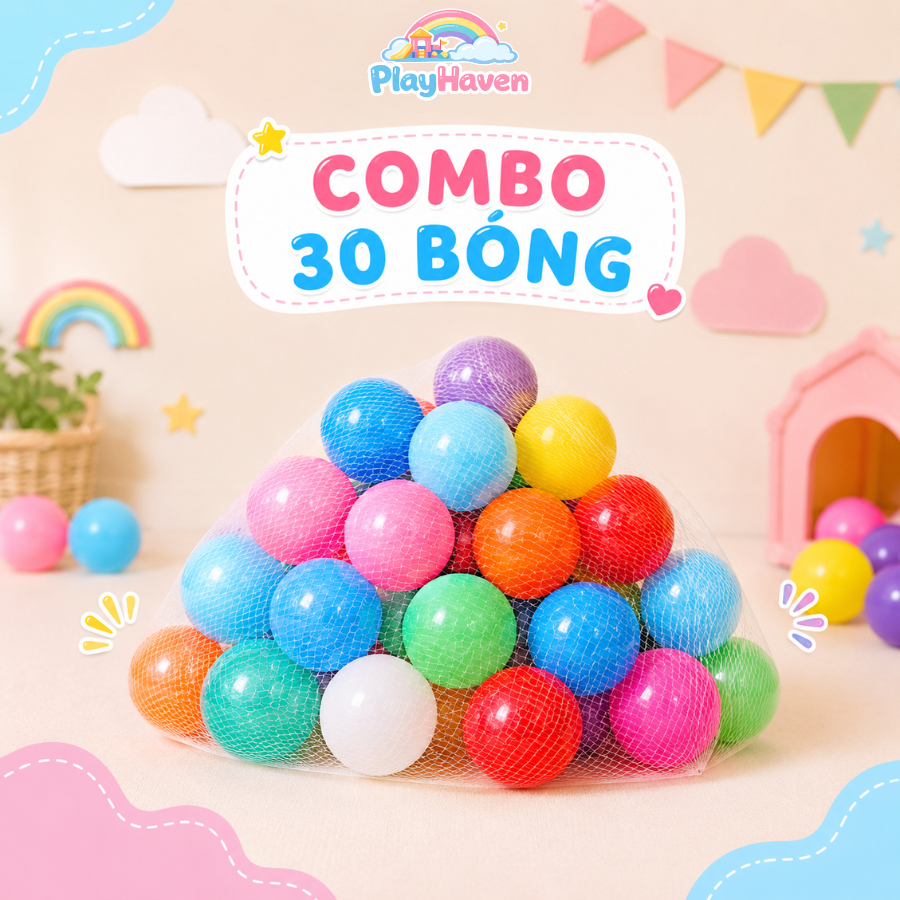 Combo 30/50/100 Bóng Nhựa Mềm Cho Bé - Bóng Nhiều Màu An Toàn Vui Chơi Tại Nhà