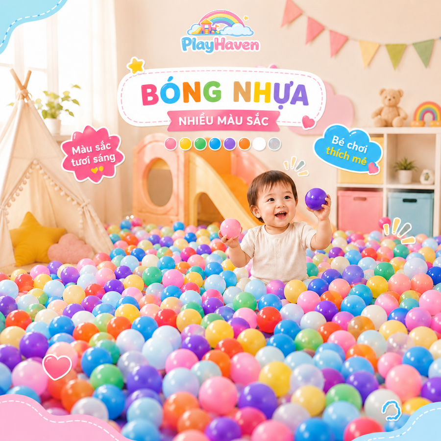 Combo 30/50/100 Bóng Nhựa Mềm Cho Bé - Bóng Nhiều Màu An Toàn Vui Chơi Tại Nhà