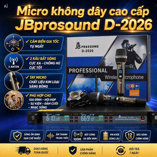 Micro không dây cao cấp JBprosound D-2026, Sóng thu xa hơn 50m, hát thu âm nhẹ nhàng, tiếng hát trong trẻo.