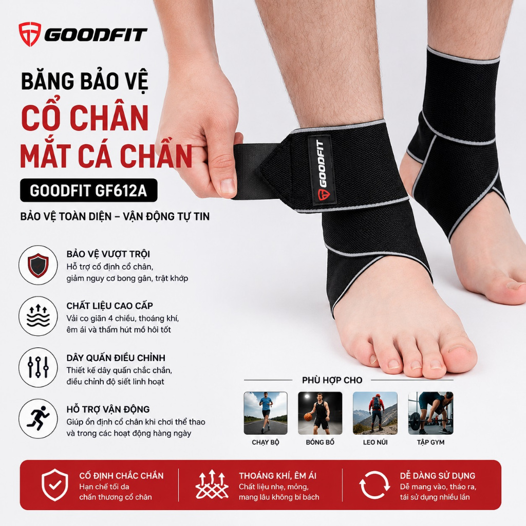 Băng bảo vệ cổ chân, mắt cá chân GoodFit GF612A