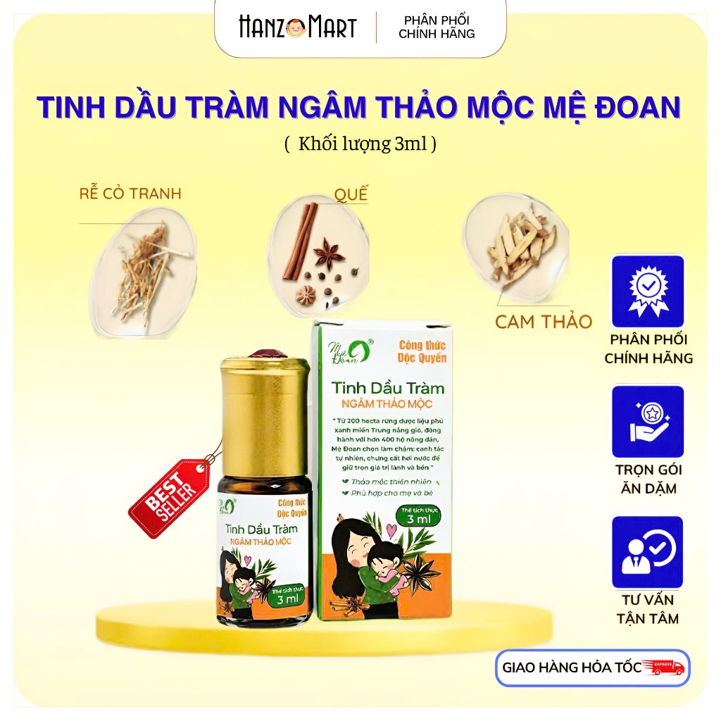 Tinh dầu tràm ngâm thảo mộc Mệ Đoan 3ml cho bé