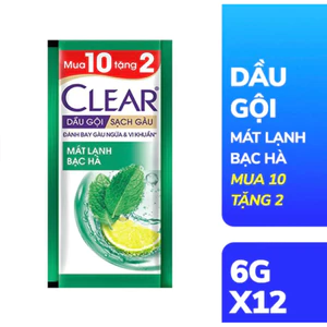 Lốc 6 Dây Dầu Gội Clear Mát Lạnh Bạc Hà - Hàng công ty date mới