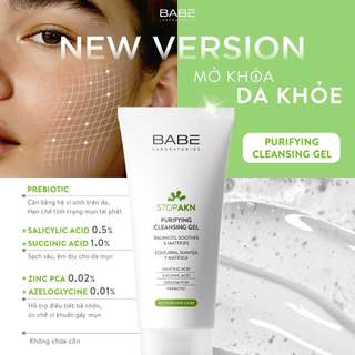 Sữa Rửa Mặt BABE Stop AKN Purifying Cleansing Gel Cho Da Dầu Mụn
