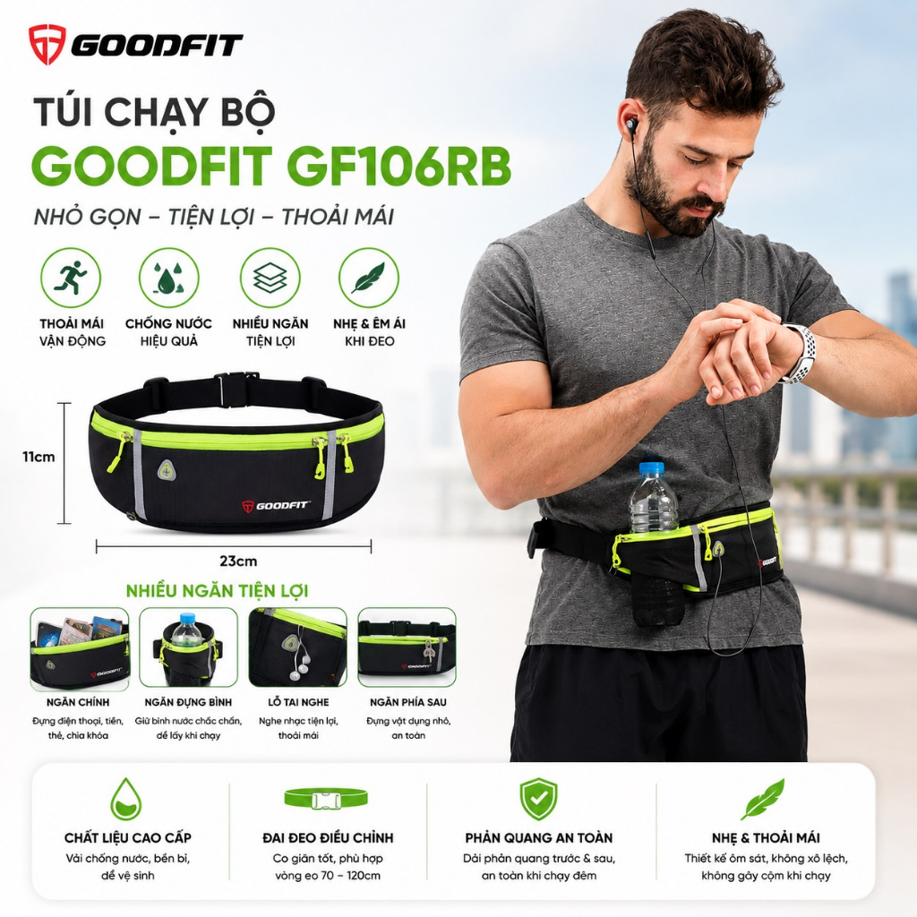 Túi đeo hông chạy bộ, túi đeo bụng chạy bộ nam nữ GoodFit GF106RB cao cấp