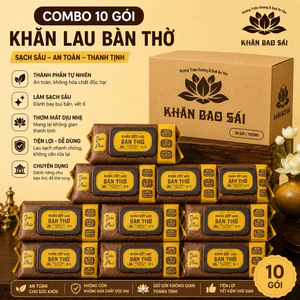 Combo 10 Gói Khăn Ướt Lau Ban Thờ Phúc Khang Hương Trầm Hương Và Quế An Yên Tự Nhiên Tiện Lợi An Toàn.