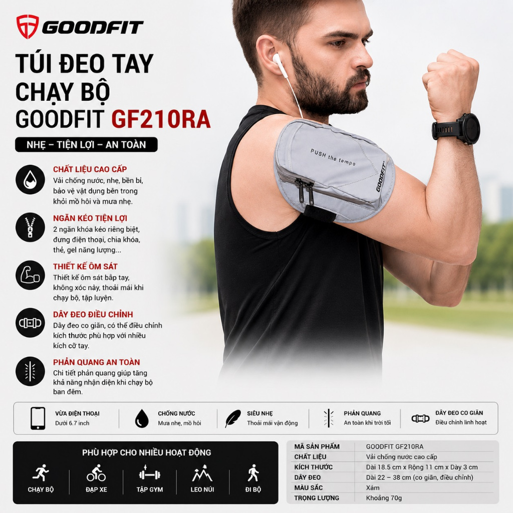 Túi đeo điện thoại chạy bộ Armband GoodFit GF201RA