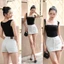 YURI JEANS - Quần Giả Váy Lưng Cao Basic Màu Nâu Choco - Be - Trắng