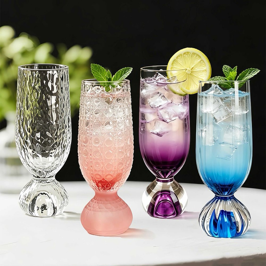 Cốc Thuỷ Tinh Đế Tròn Dày Đủ Màu