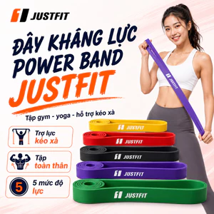 COMBO Dây tập kháng lực JUSTFIT powerband tập tay, tập gym, yoga, thể dục đàn hồi, trợ lực kéo xà