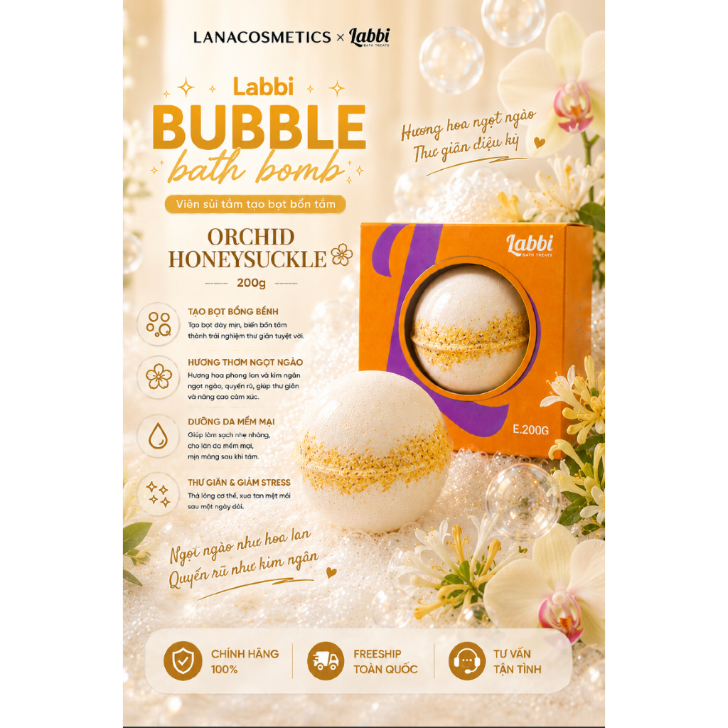 Viên tạo sủi bọt Labbi Bath Treats Bubble Bath Bomb - 200g